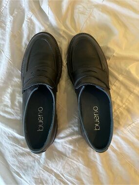 Bueno Black Leather Penny Loafers